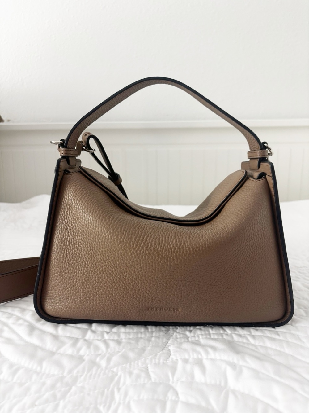 The Horse Clementine Taupe Pebbled Leather Shoulder Bag - Picture 2 of 12